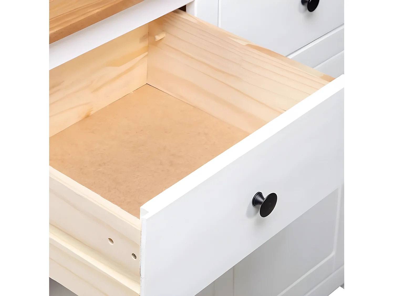 Commode 2 portes 2 tiroirs pin massif blanc et clair Iris