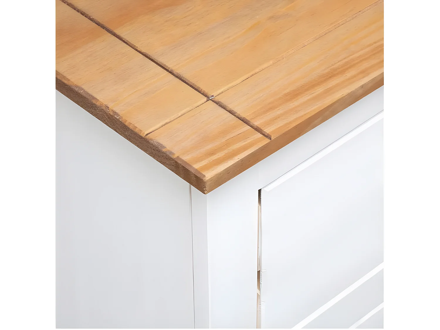 Commode 2 portes 2 tiroirs pin massif blanc et clair Iris