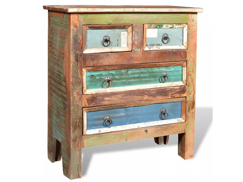 Armoire avec 4 tiroirs Bois massif de récupération