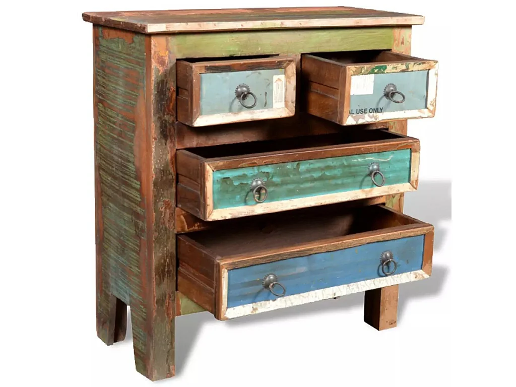 Armoire avec 4 tiroirs Bois massif de récupération