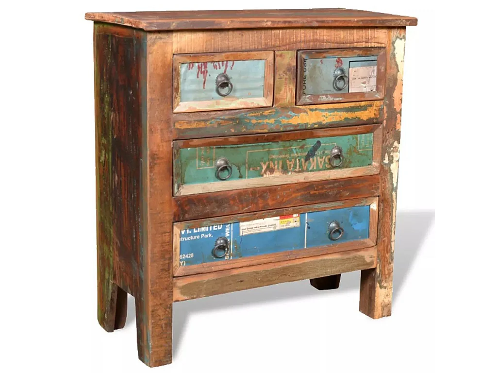 Kast met 4 lades massief gerecycled hout