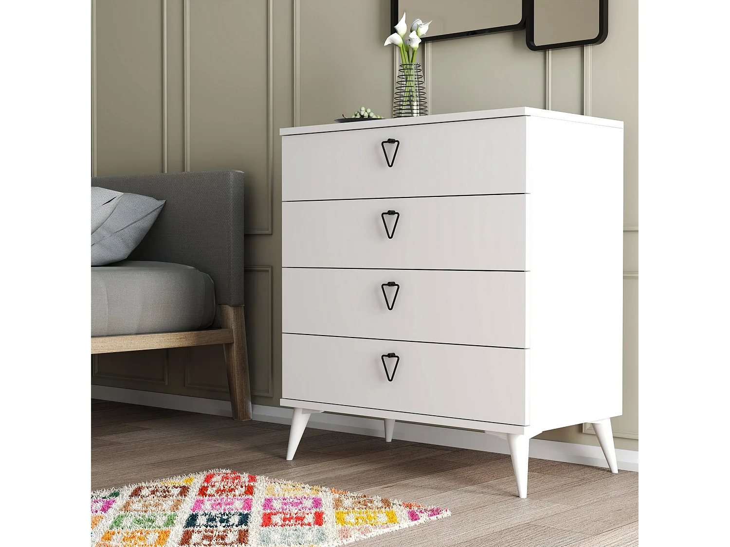 Commode 4 tiroirs bois blanc Vera 80cm