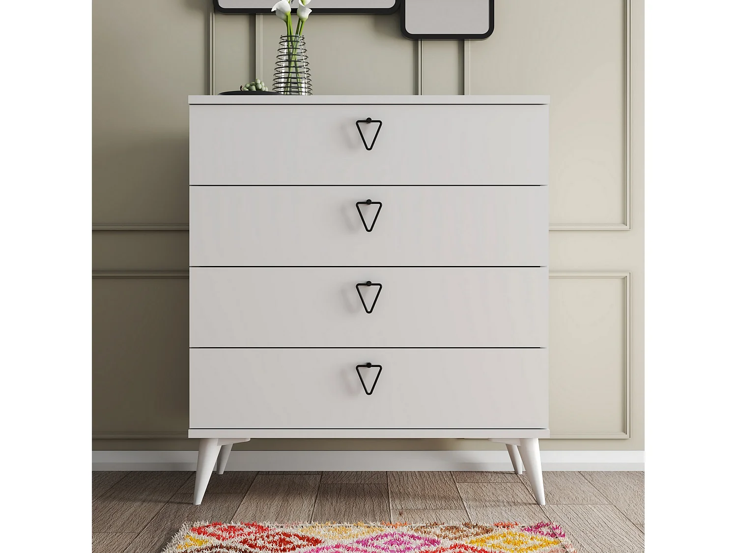 Commode 4 tiroirs bois blanc Vera 80cm