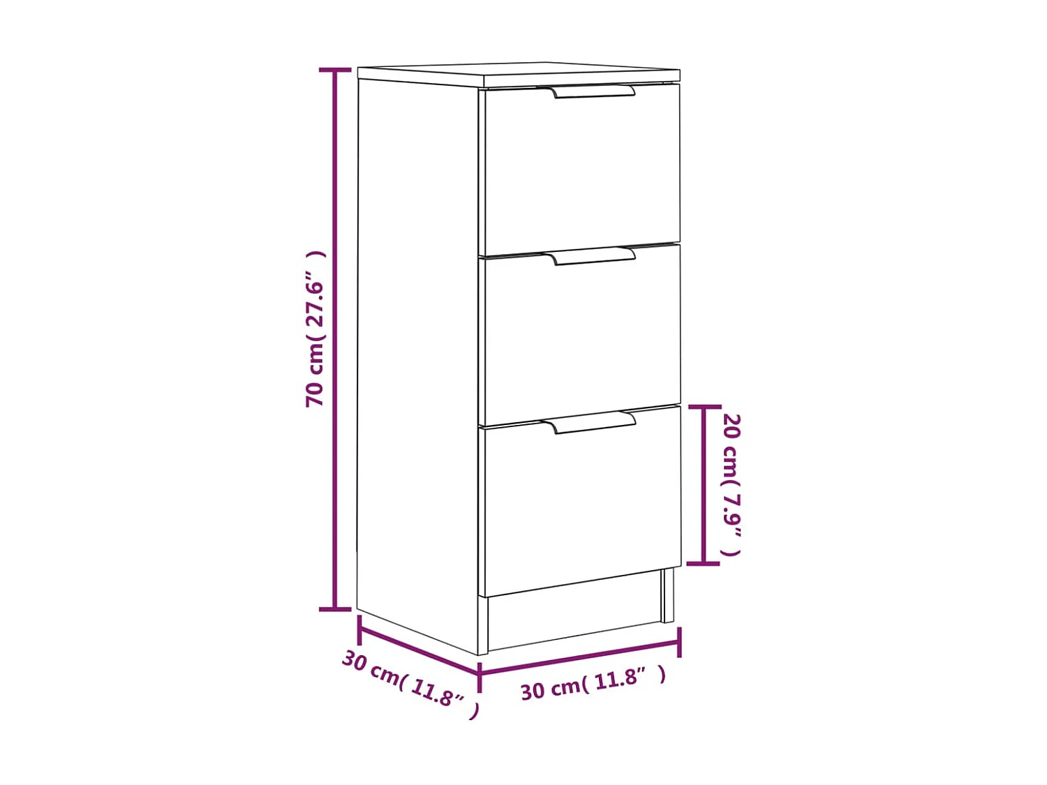 Buffets 2 pcs Chêne Sonoma 30x30x70 Bois d'ingénierie