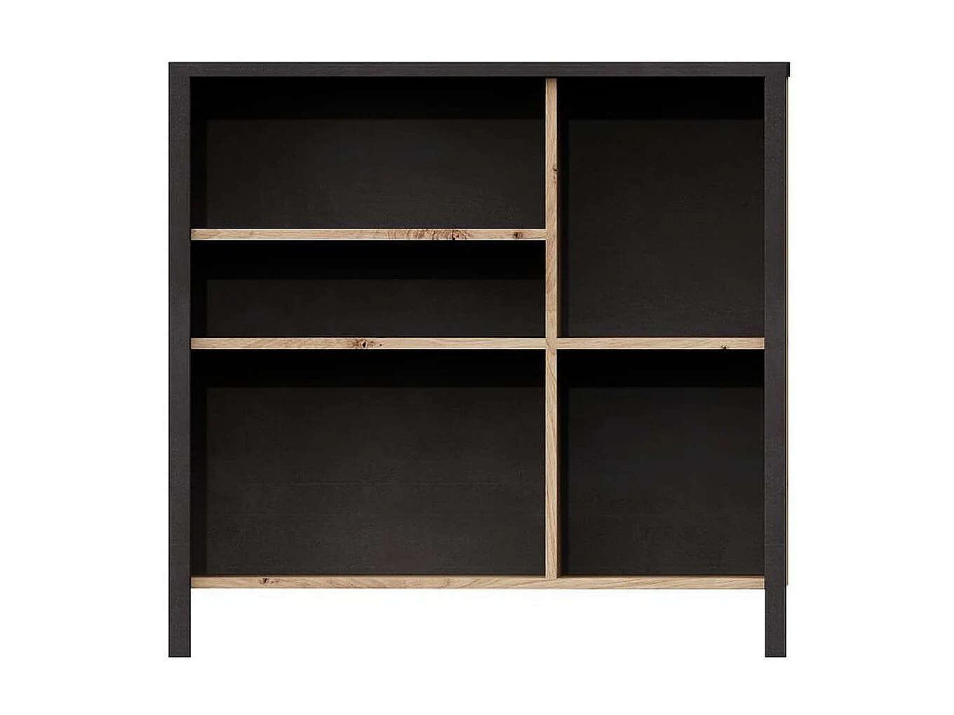 FMD Commode avec 5 compartiments ouverts Chêne artisanal Acier foncé