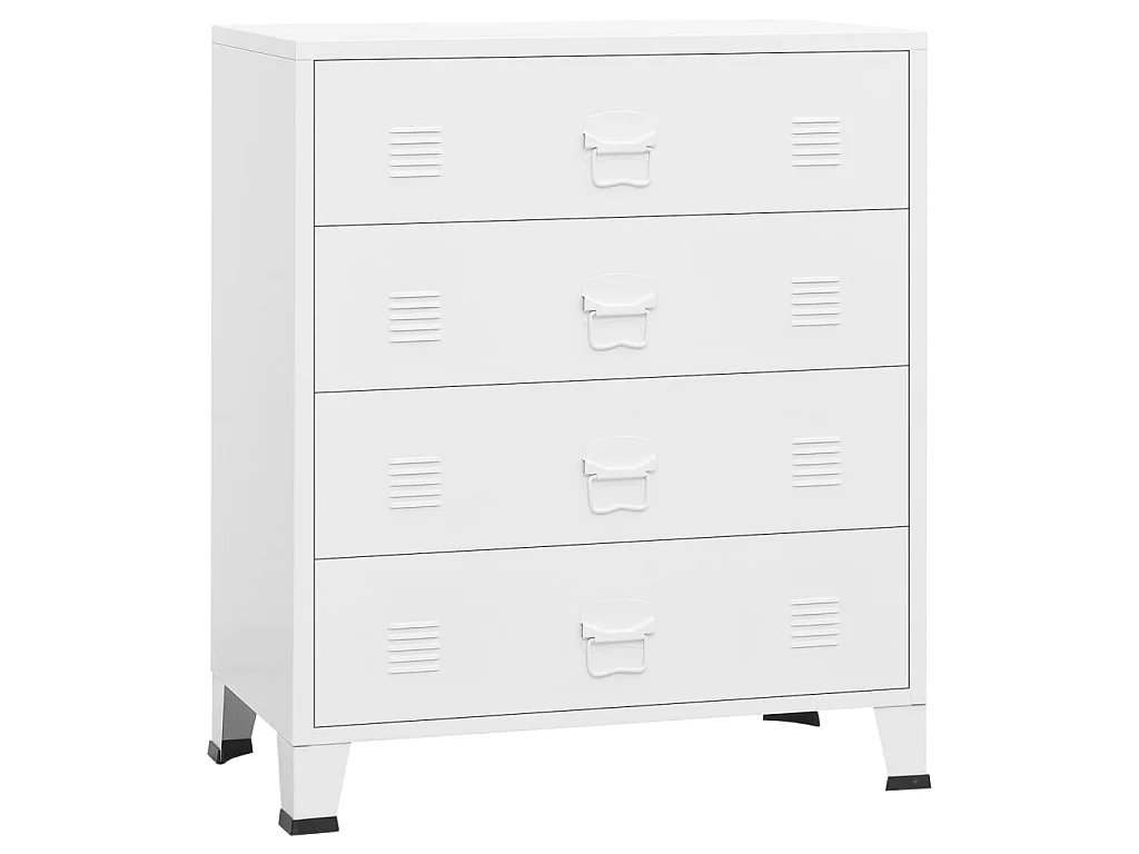 Armoire à tiroirs industrielle Blanc 78x40x93 Métal