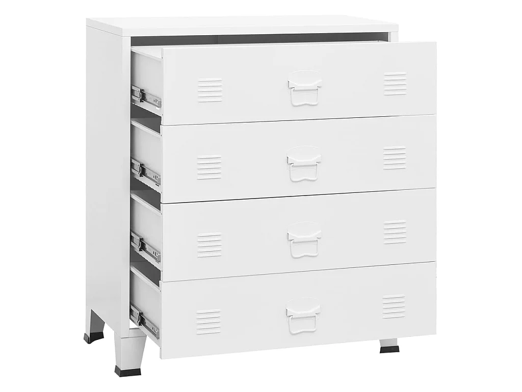Armoire à tiroirs industrielle Blanc 78x40x93 Métal