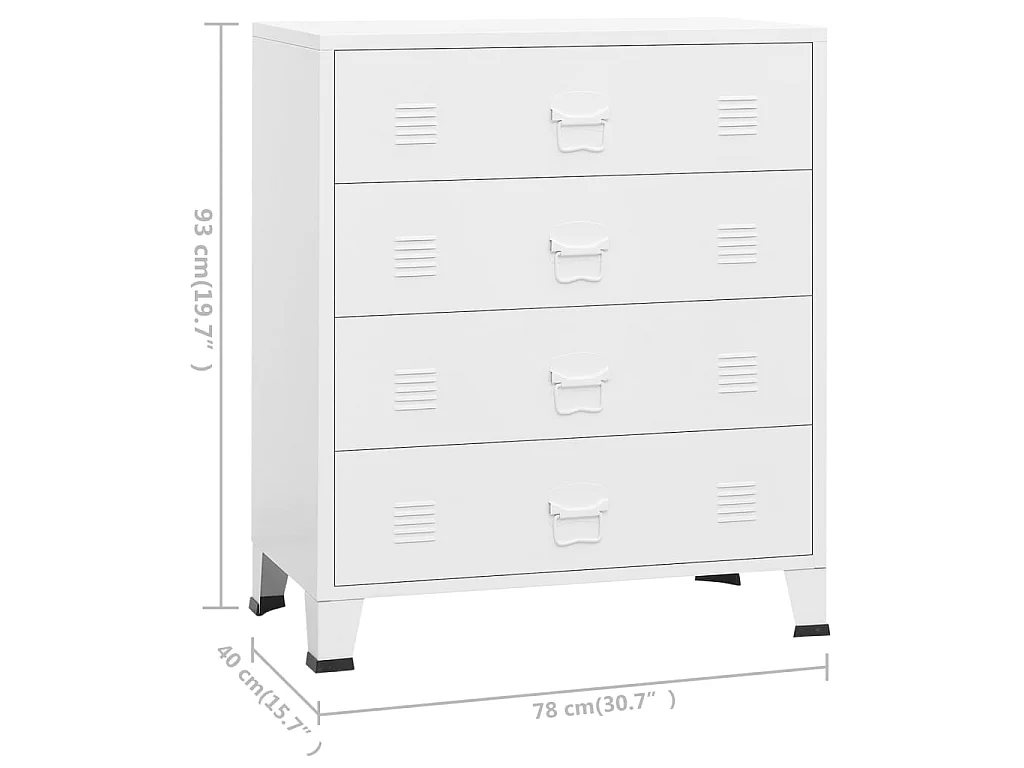 Armoire à tiroirs industrielle Blanc 78x40x93 Métal