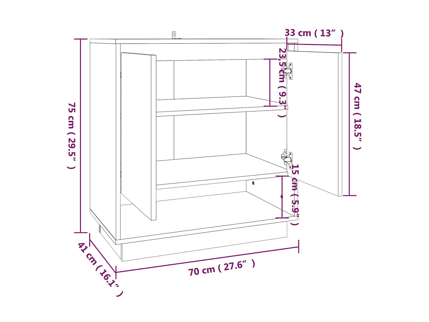 Rangement Chêne Sonoma 70x41x75