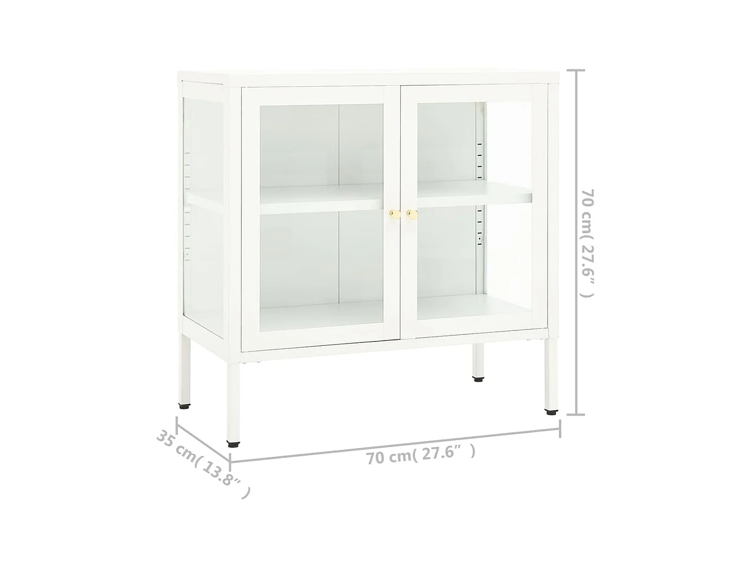 Buffet Blanc 70x35x70 Acier et verre