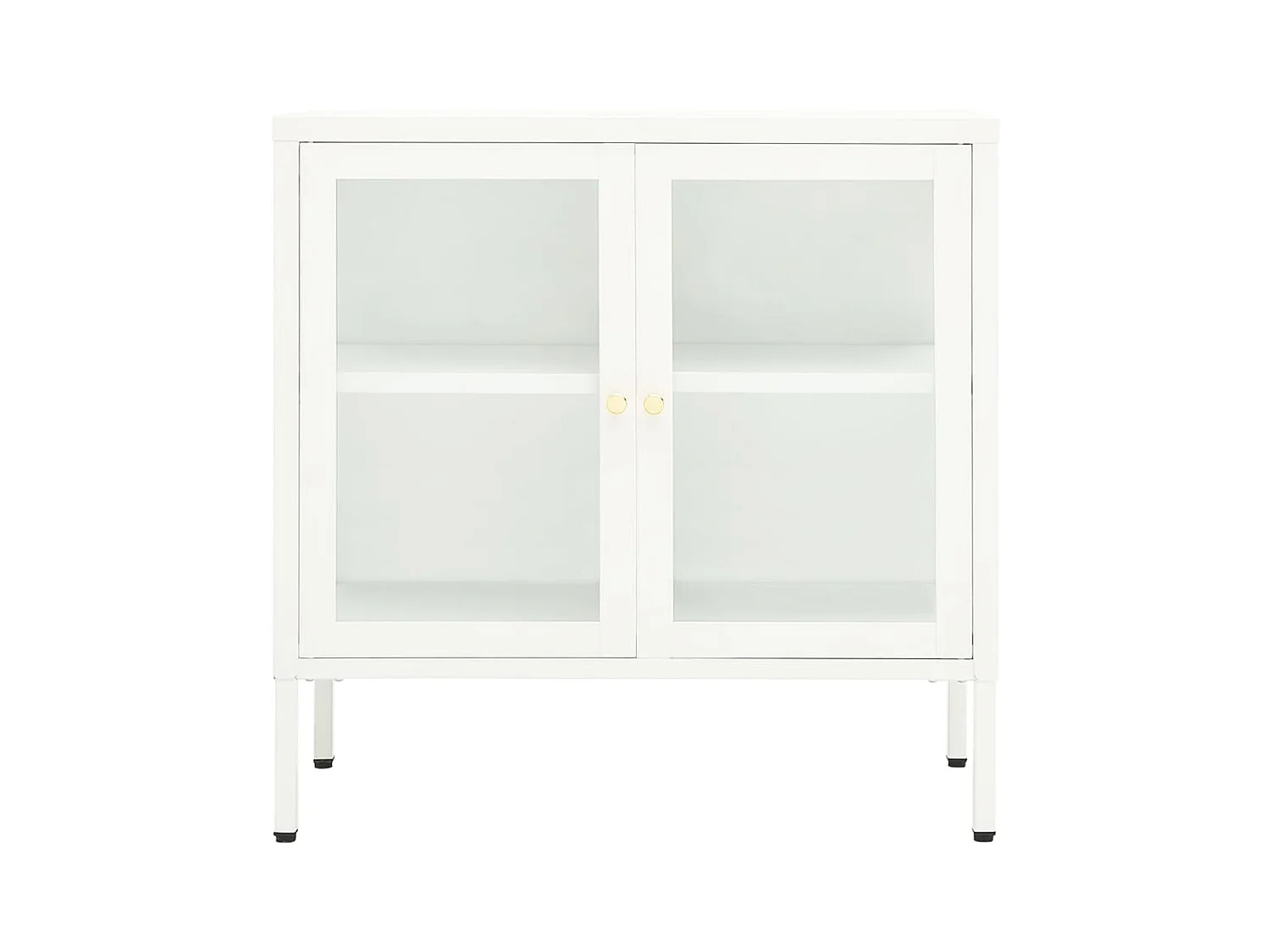 Buffet Blanc 70x35x70 Acier et verre