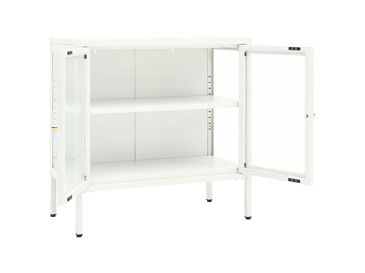 Buffet Blanc 70x35x70 Acier et verre