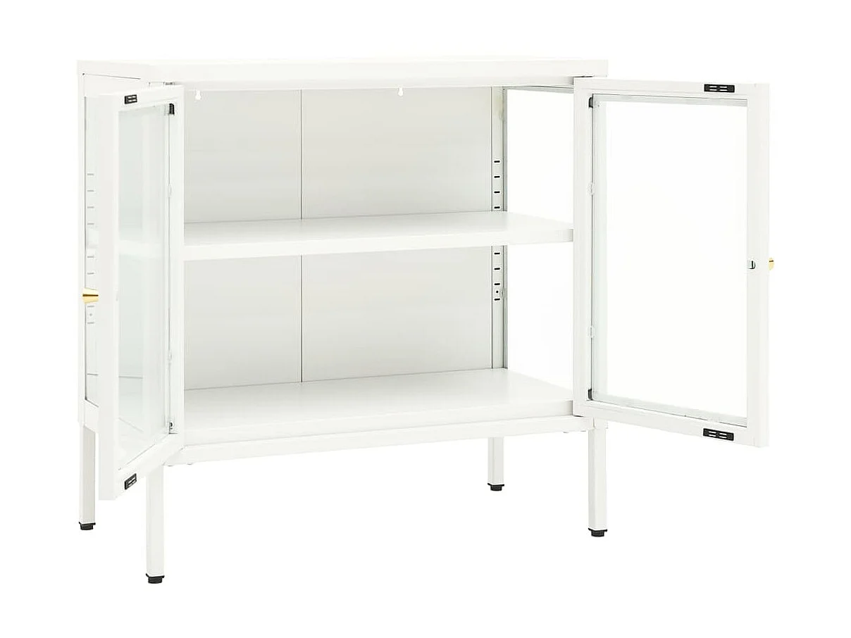 Buffet Blanc 70x35x70 Acier et verre