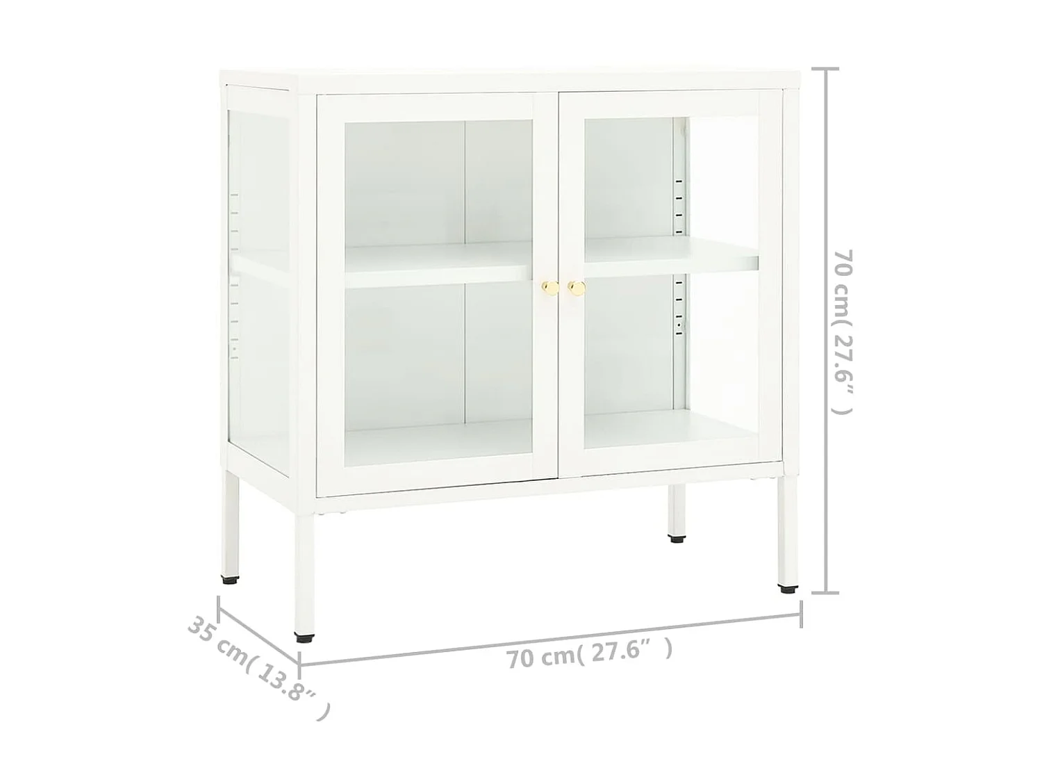 Buffet Blanc 70x35x70 Acier et verre