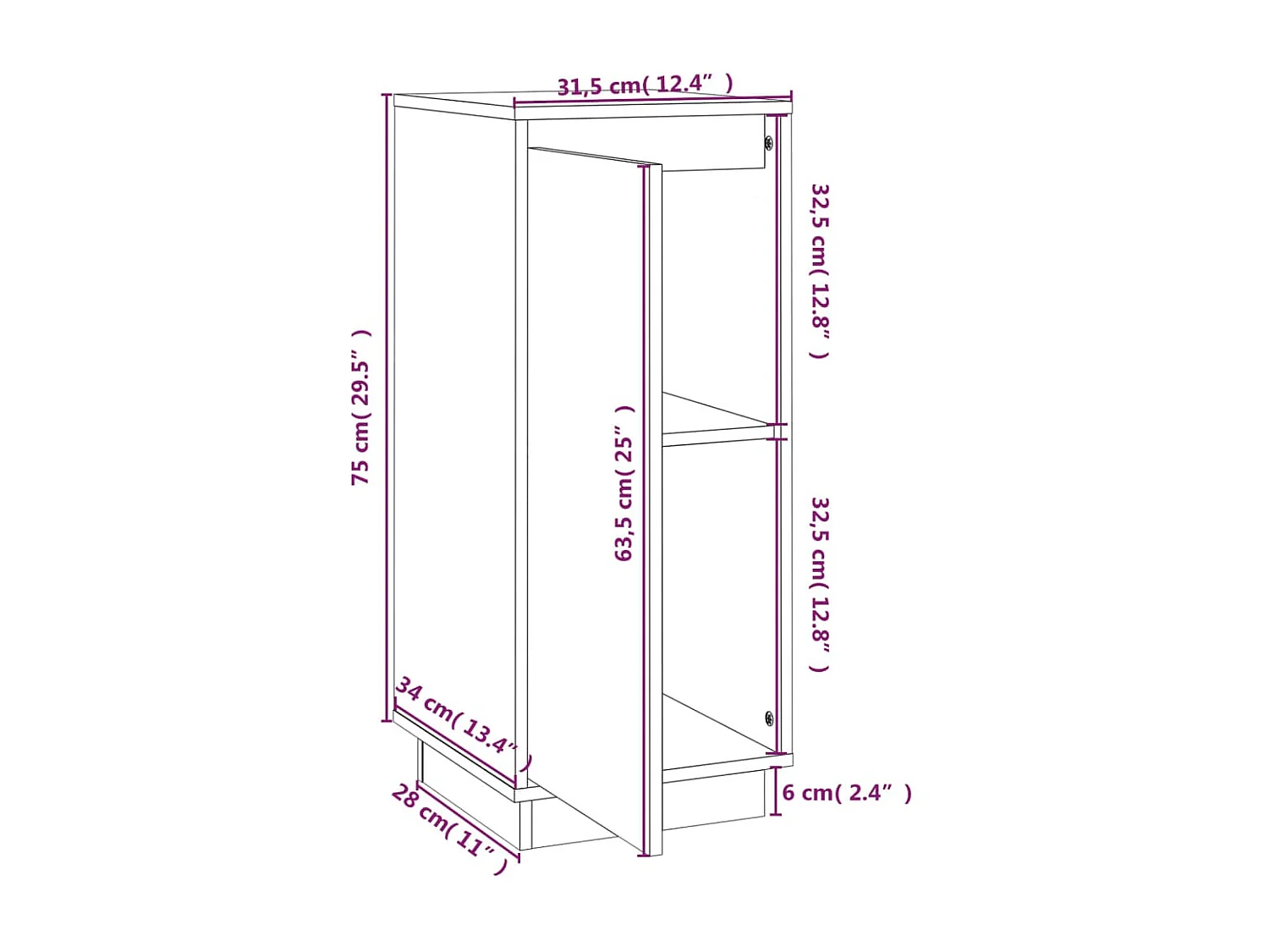 Buffets 2 pcs Blanc 31,5x34x75 Bois massif de pin