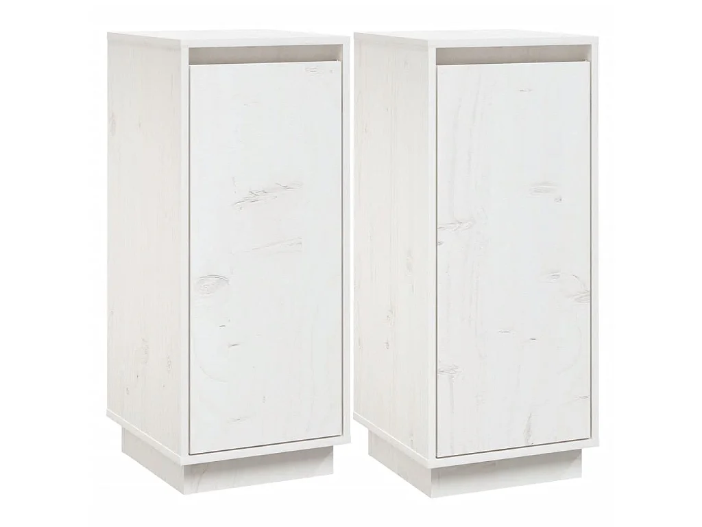 Buffets 2 pcs Blanc 31,5x34x75 Bois massif de pin