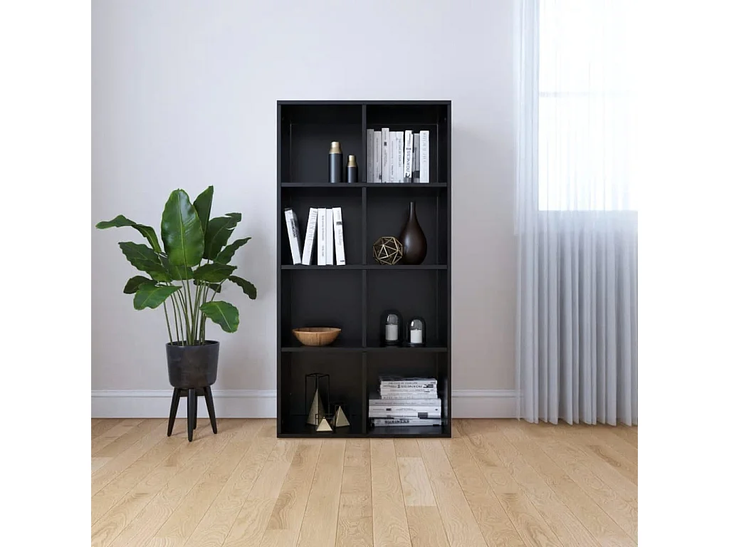 Bibliothèque-Buffet Noir 66 x 30x130