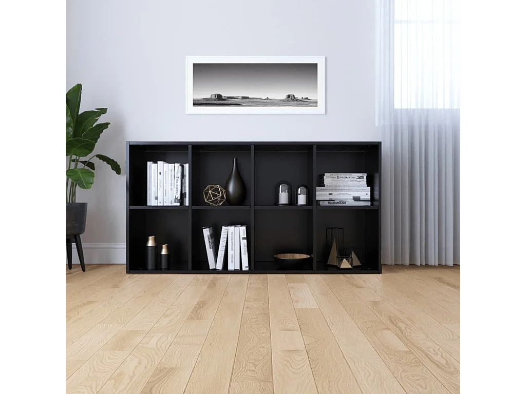 Bibliothèque-Buffet Noir 66 x 30x130