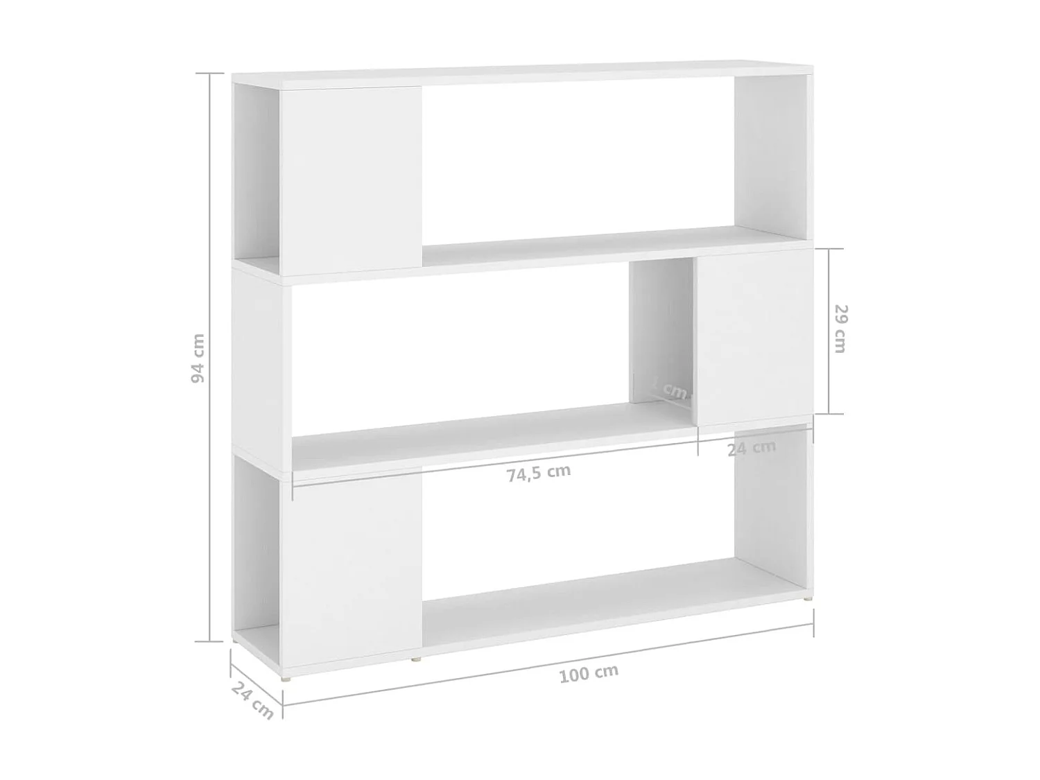 Bibliothèque-Séparateur de pièce Blanc 100x24x94