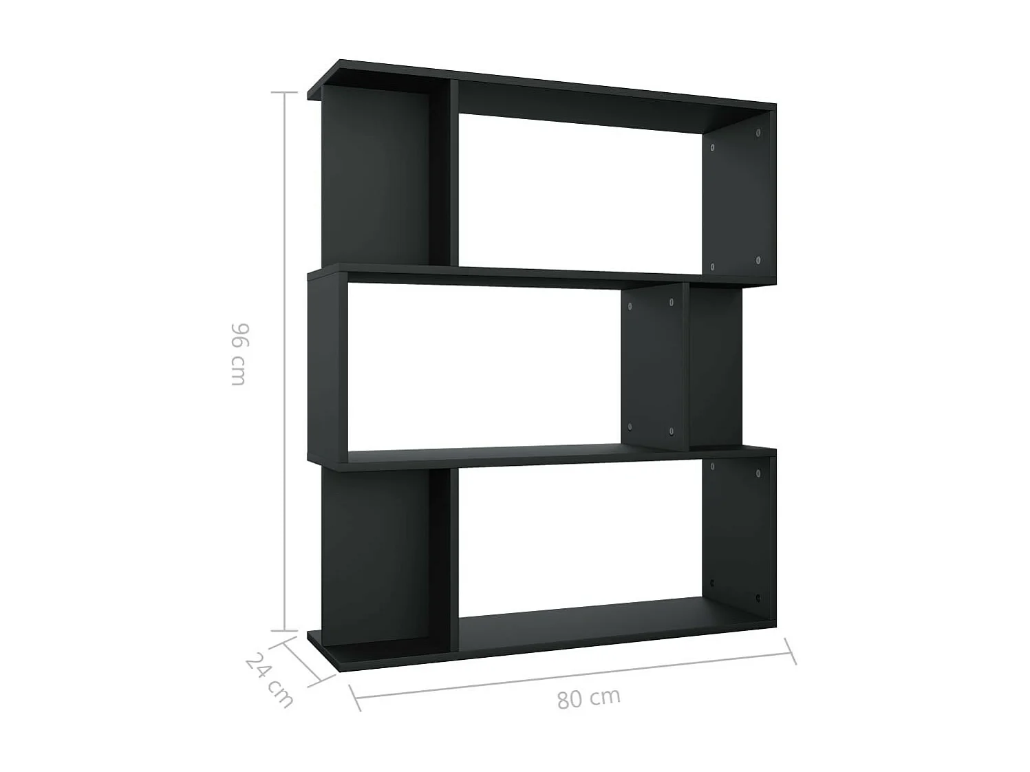 Bibliothèque-Séparateur de pièce Noir 80x24x96