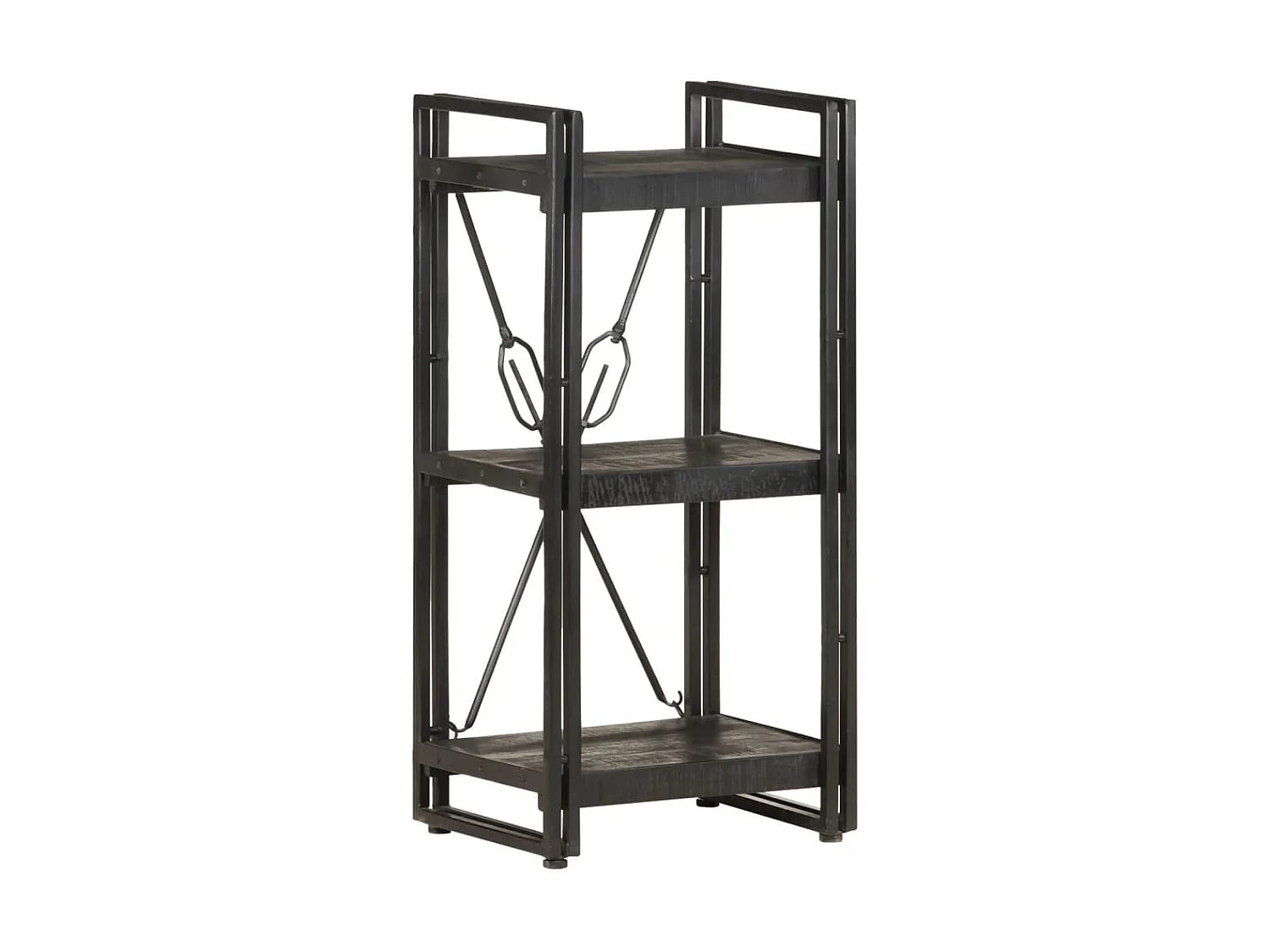 Bibliothèque à 3 niveaux Noir 40x30x80 Bois de manguier