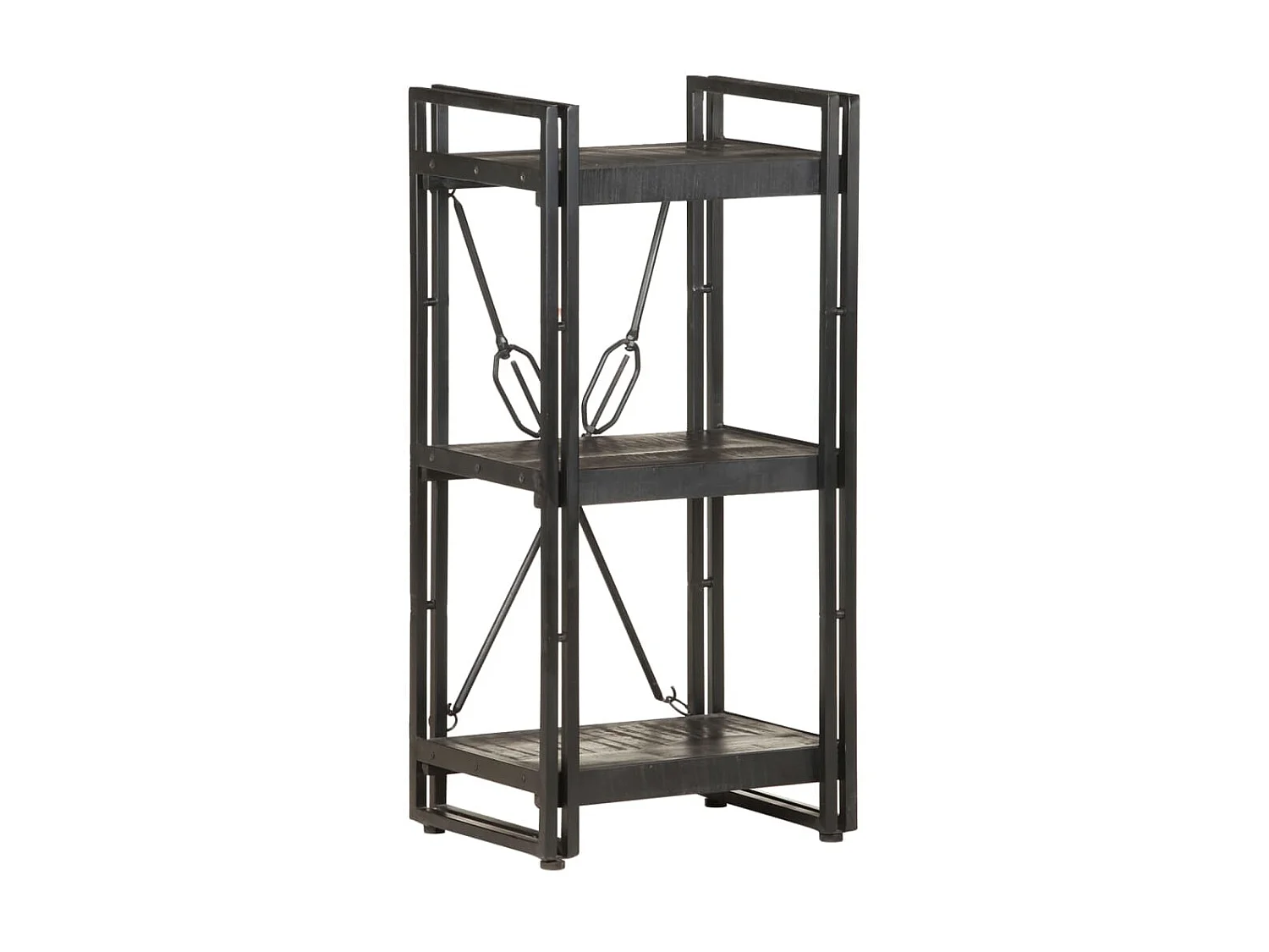 Bibliothèque à 3 niveaux Noir 40x30x80 Bois de manguier