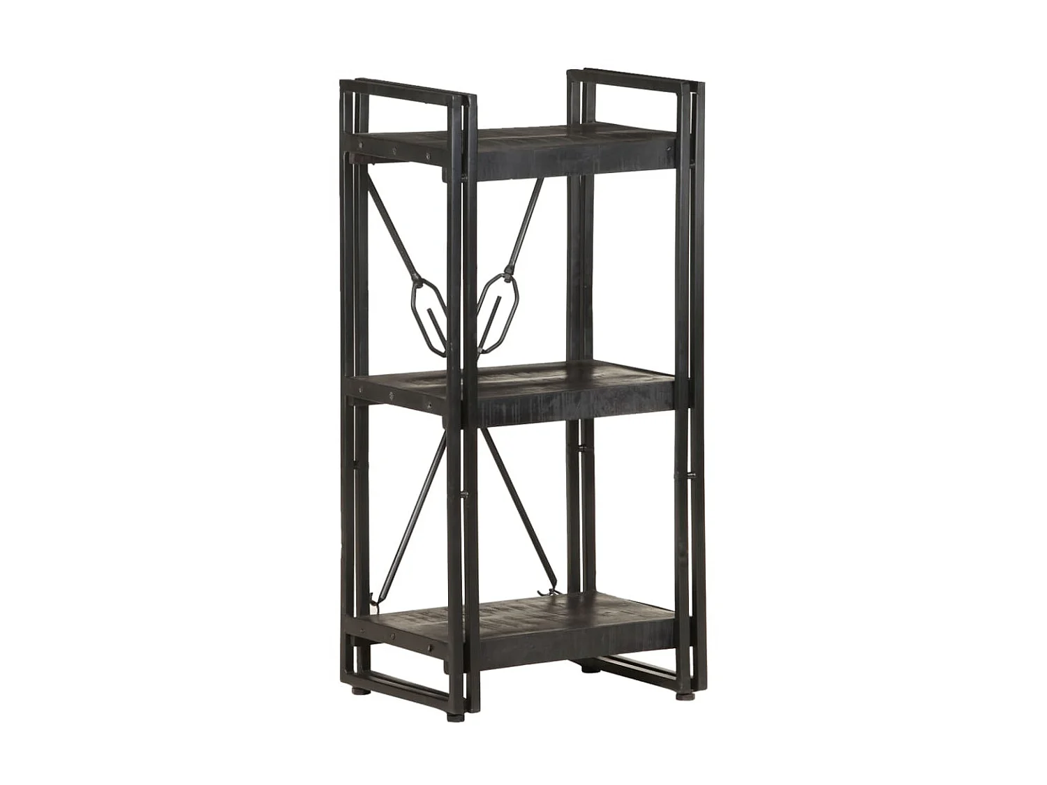 Bibliothèque à 3 niveaux Noir 40x30x80 Bois de manguier