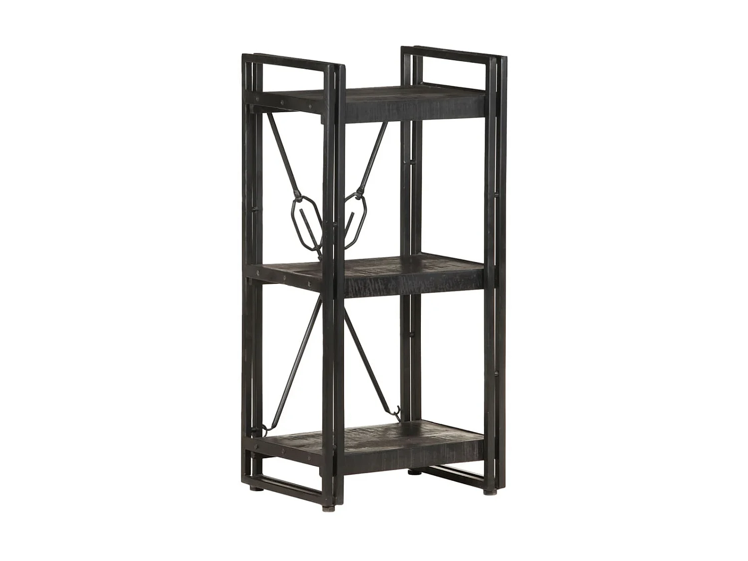 Bibliothèque à 3 niveaux Noir 40x30x80 Bois de manguier