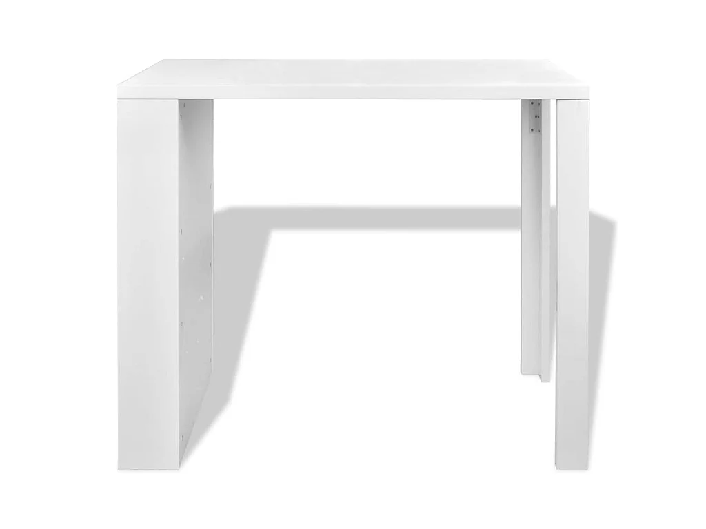Table de bar MDF avec casier à bouteilles Blanc haut brillance