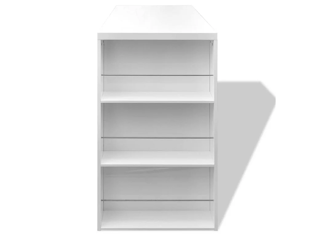 Table de bar MDF avec casier à bouteilles Blanc haut brillance