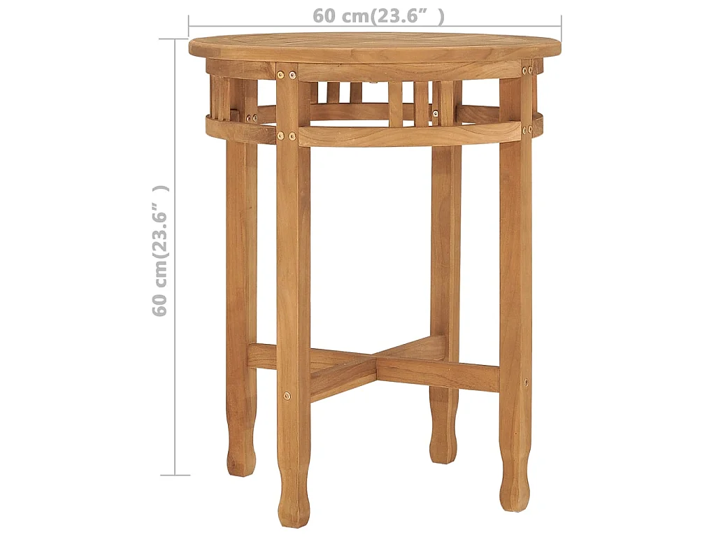 Table de bistro Ø60x60 Bois de teck solide