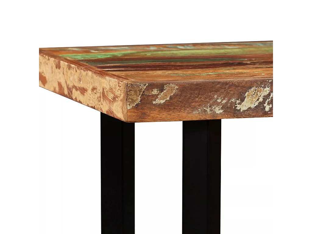 Ensemble de bar 5 pcs Bois de récupération Cuir véritable et toile