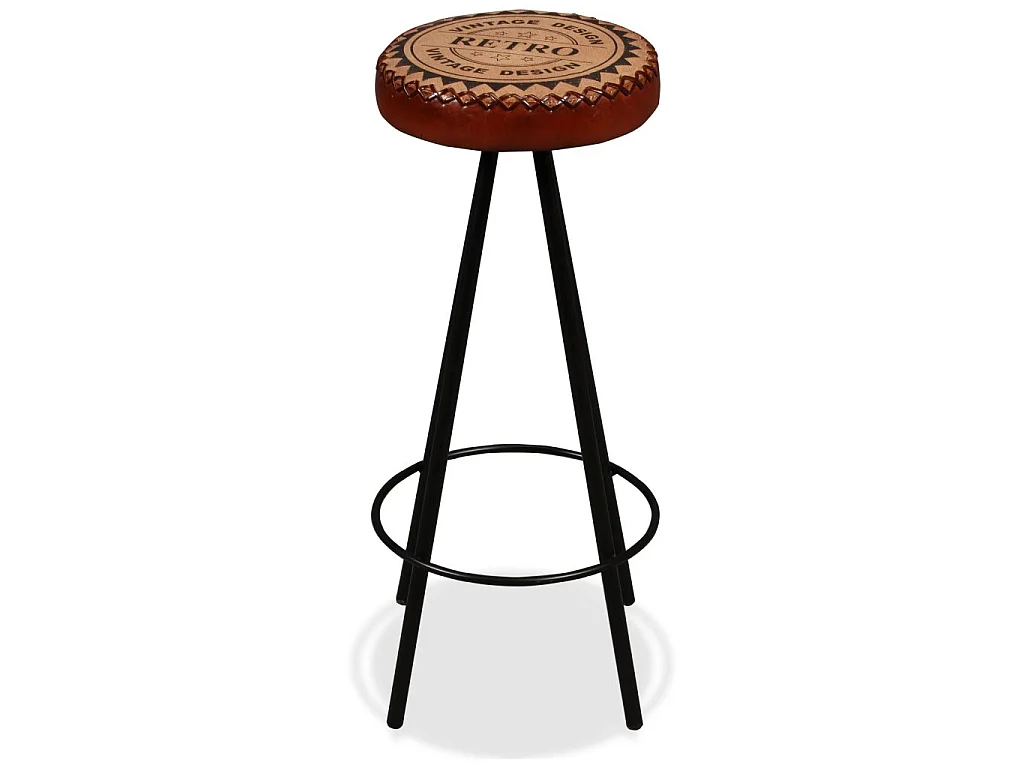 Ensemble de bar 5 pcs Bois de récupération Cuir véritable et toile