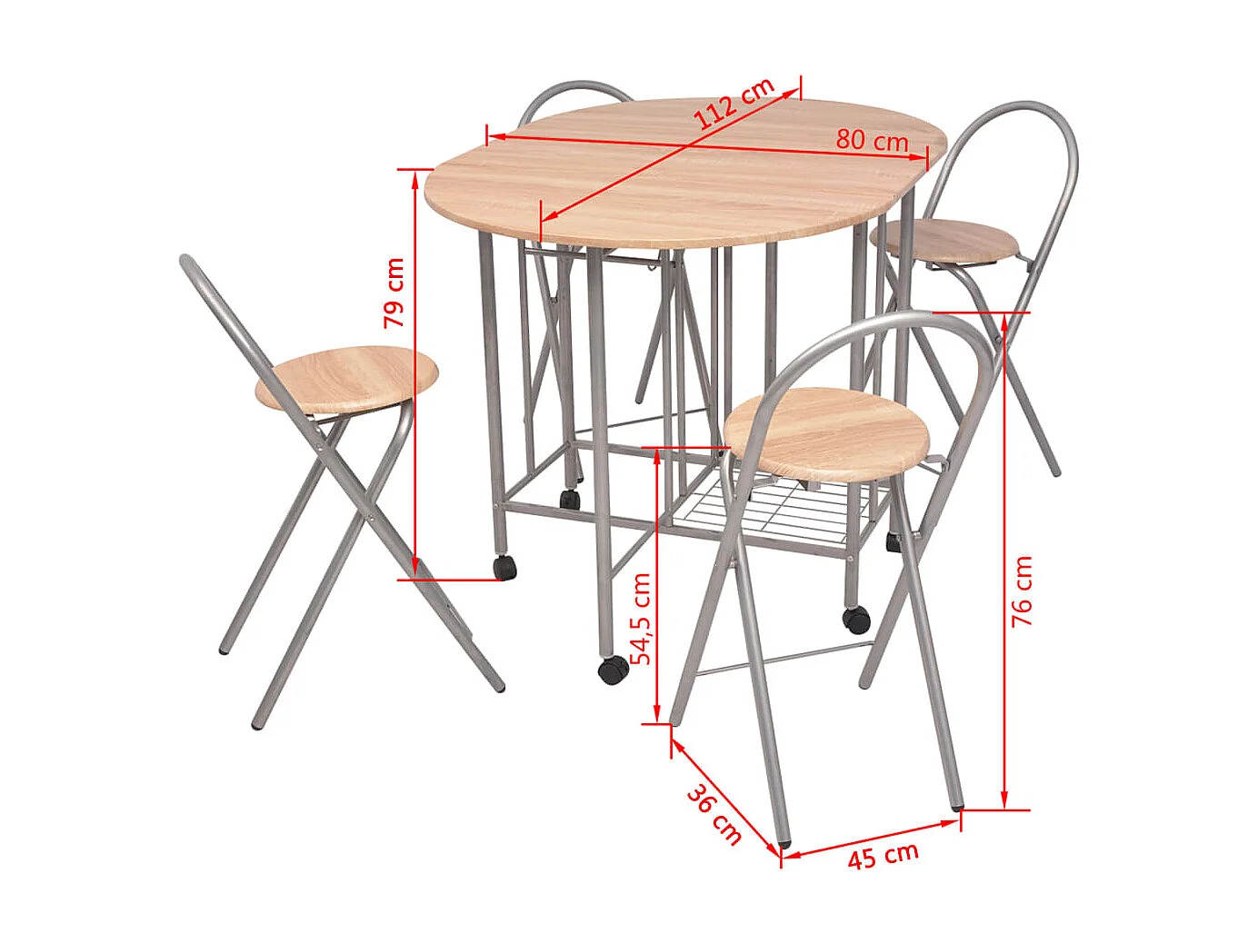 Ensemble de salle à manger pliable 5 pièces MDF