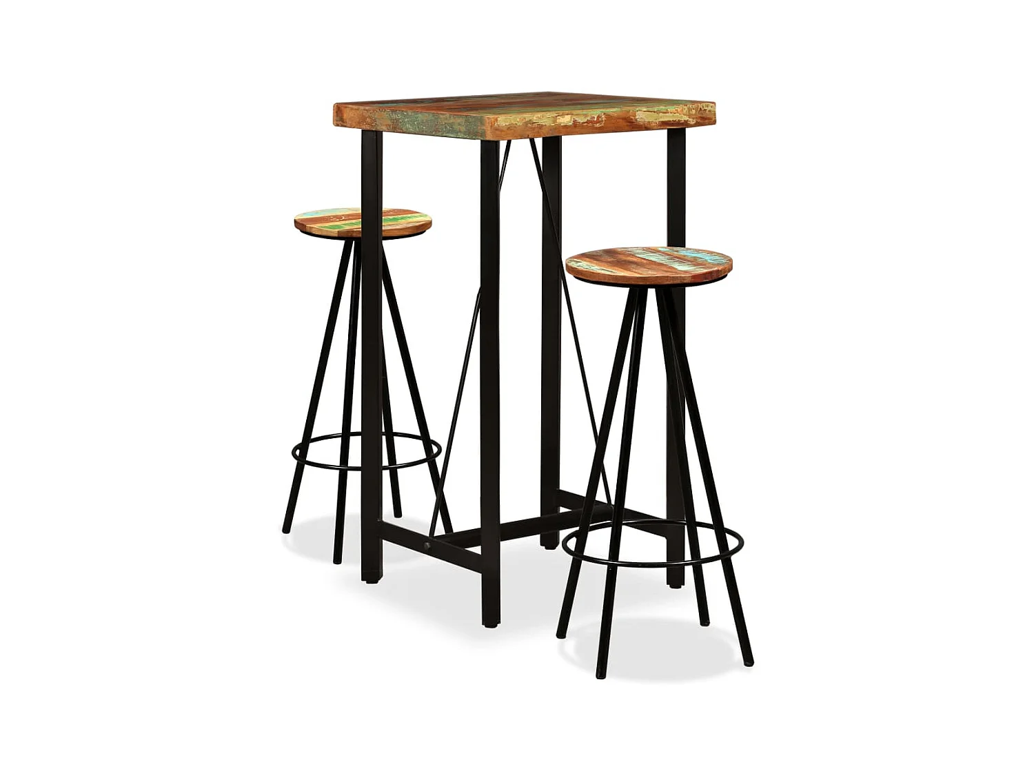 Ensemble de bar 3 pcs Bois de récupération massif