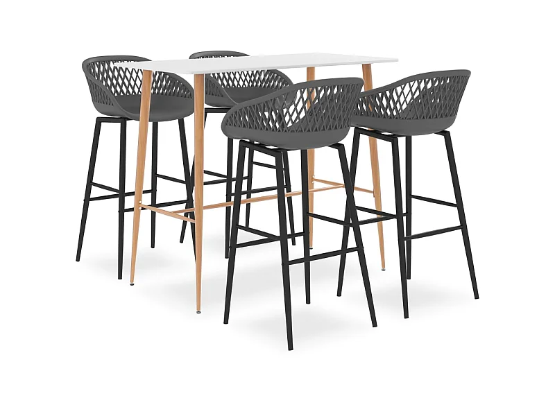 Ensemble de bar 5 pcs Blanc et gris 2