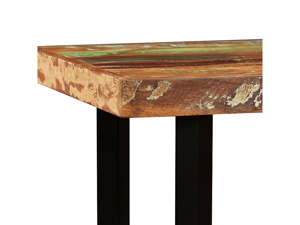 Ensemble de bar 5 pcs Bois massif recyclé et cuir véritable