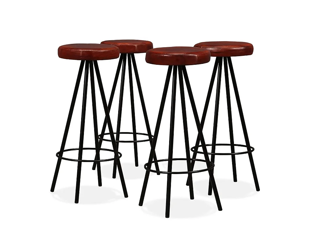 Ensemble de bar 5 pcs Bois massif recyclé et cuir véritable
