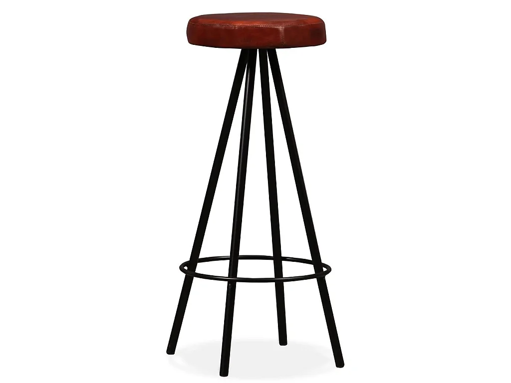 Ensemble de bar 5 pcs Bois massif recyclé et cuir véritable