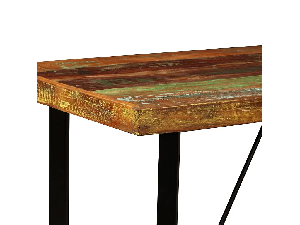 Ensemble de bar 5 pcs Bois massif recyclé et cuir véritable