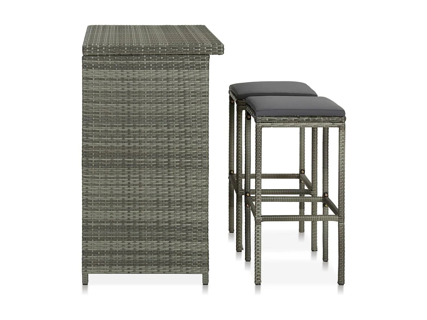 Ensemble de bar 3 pcs Résine tressée Gris 2