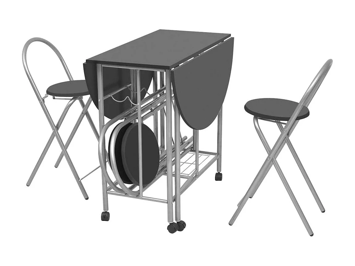 Ensemble de salle à manger pliable 5 pièces MDF Noir
