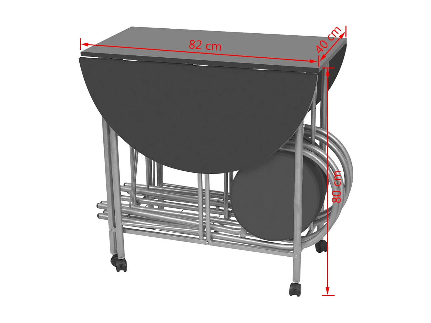 Ensemble de salle à manger pliable 5 pièces MDF Noir