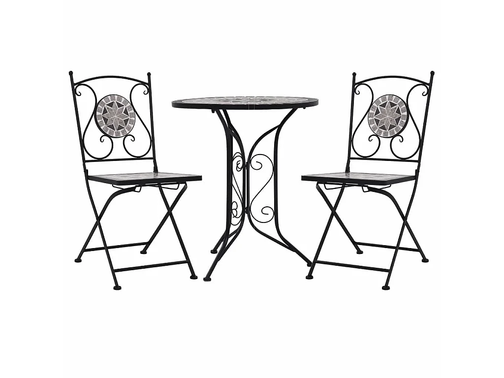 Mobilier de bistro 3 pcs mosaïque Carreaux céramiques Gris