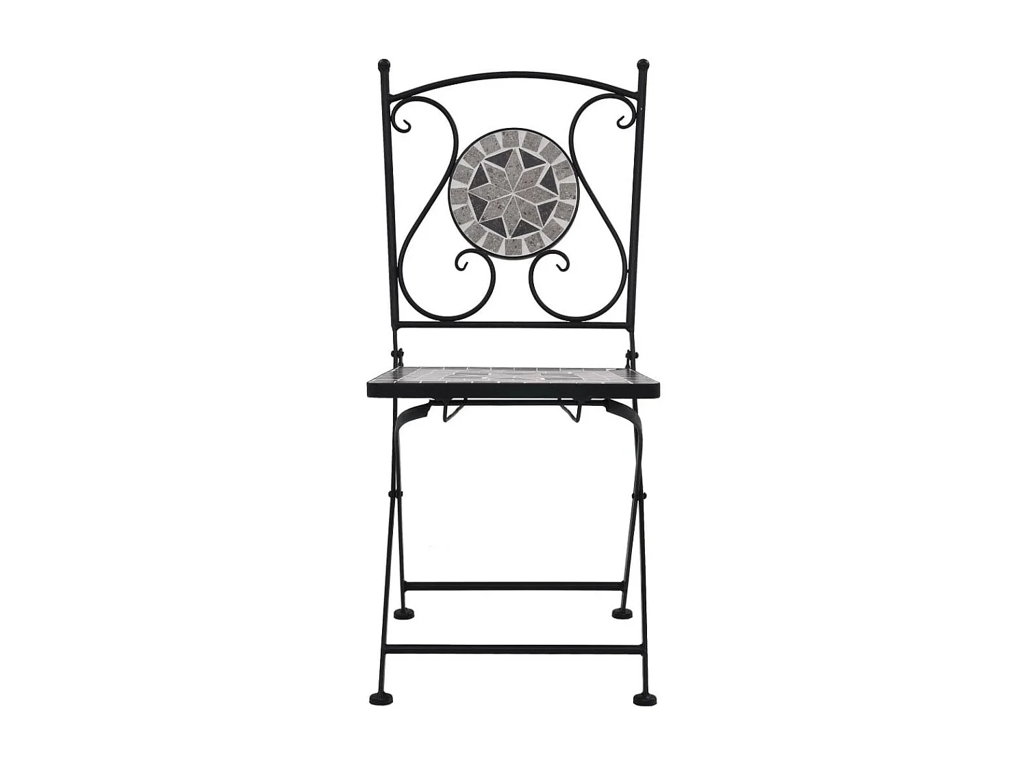 Mobilier de bistro 3 pcs mosaïque Carreaux céramiques Gris