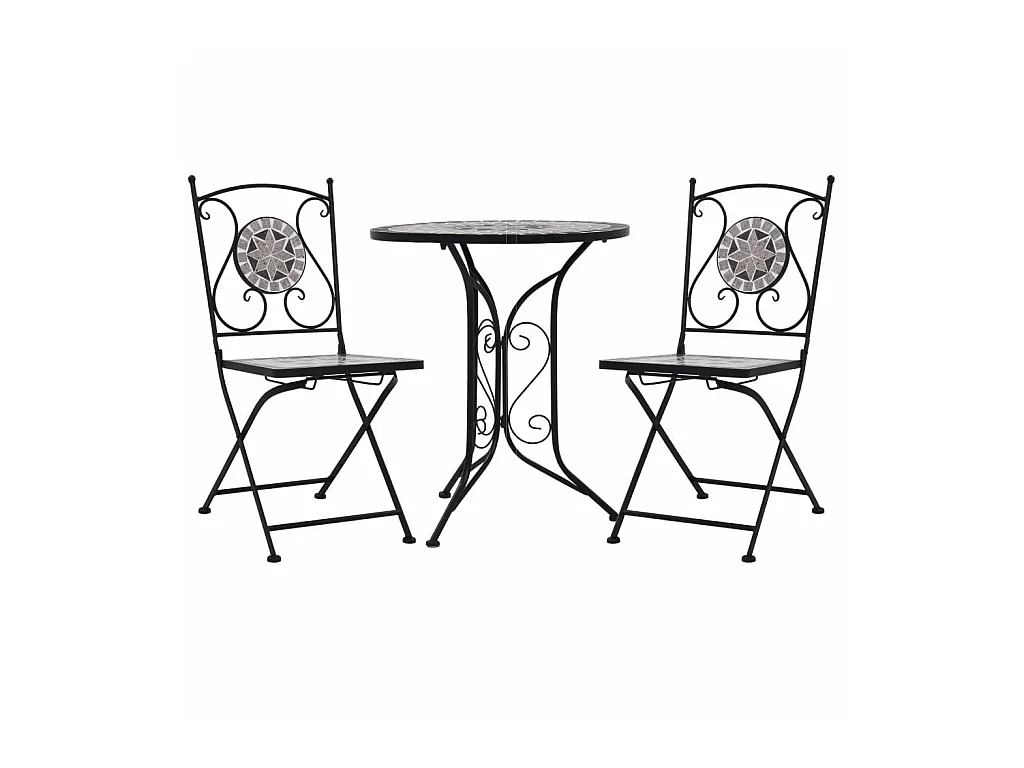 Mobilier de bistro 3 pcs mosaïque Carreaux céramiques Gris