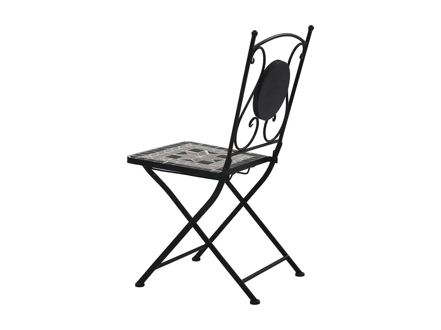 Mobilier de bistro 3 pcs mosaïque Carreaux céramiques Gris