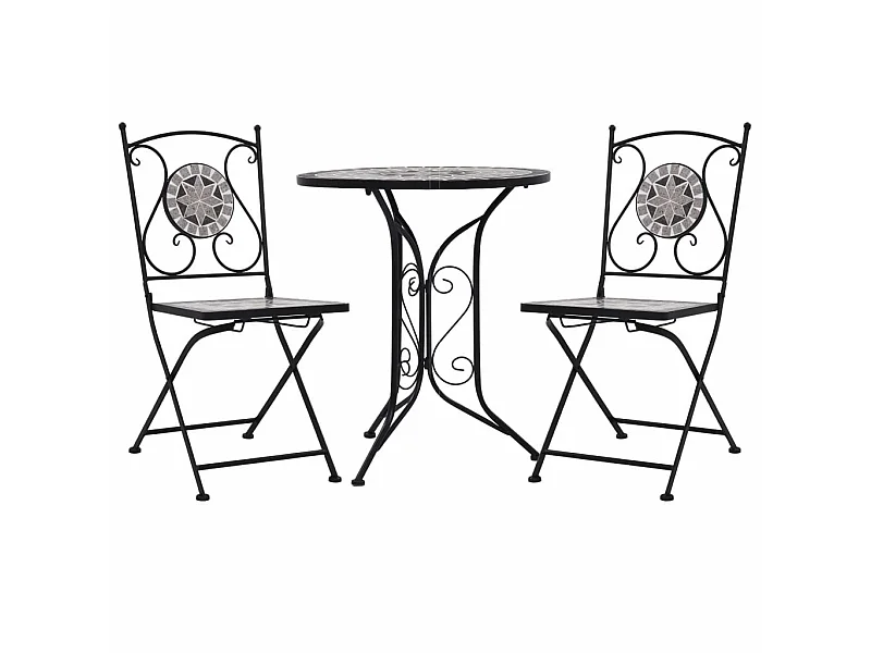 Mobilier de bistro 3 pcs mosaïque Carreaux céramiques Gris