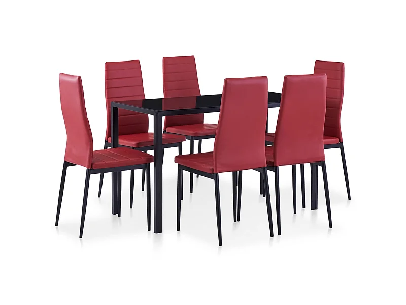 Mobilier de salle à manger 7 pcs Rouge bordeaux