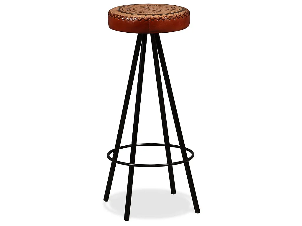 Ensemble de bar 3 pcs Bois de récupération Cuir véritable et toile